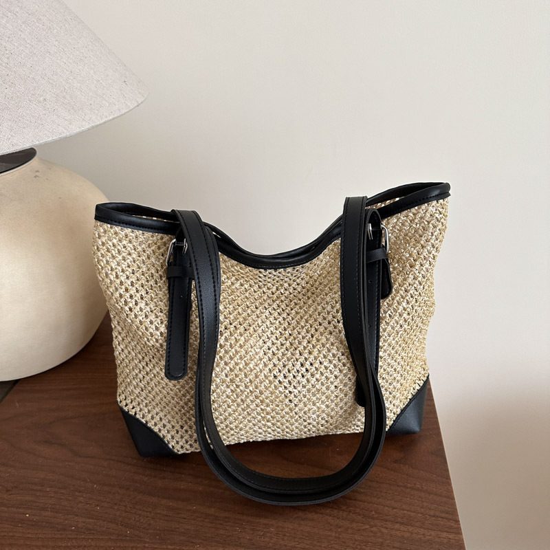 Woven Straw Large Tote Shoulder Bag view 2