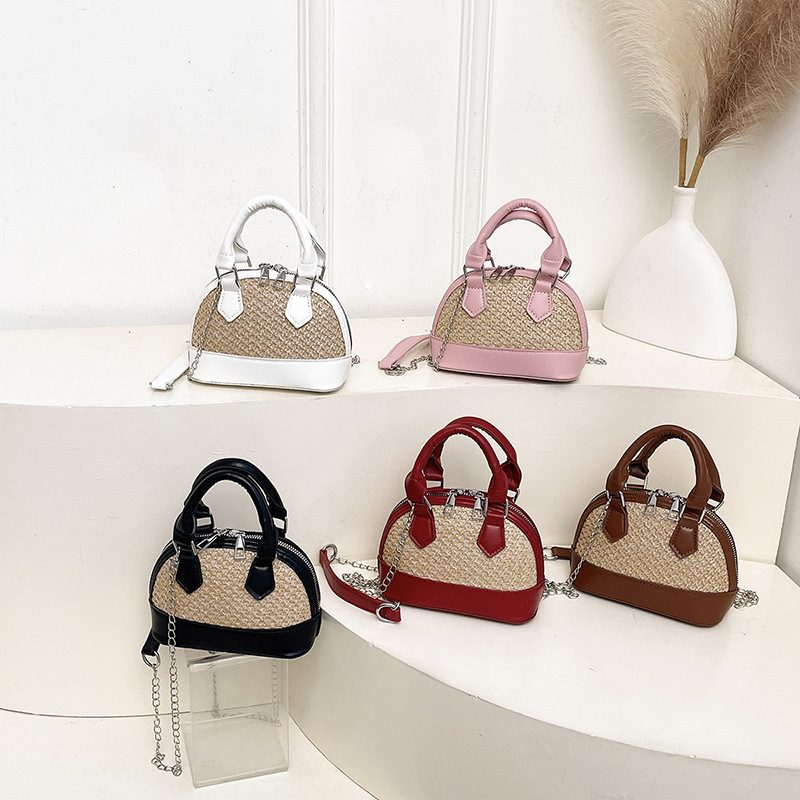 Color-Block Mini Shell Top-Handle Bag
