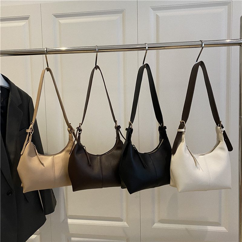 Color-Block Dumpling Crescent Shoulder Bag