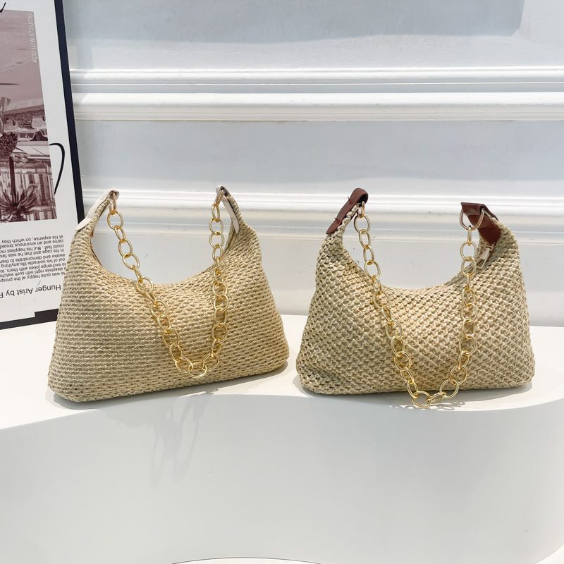 Woven Straw Tote Beach Bag