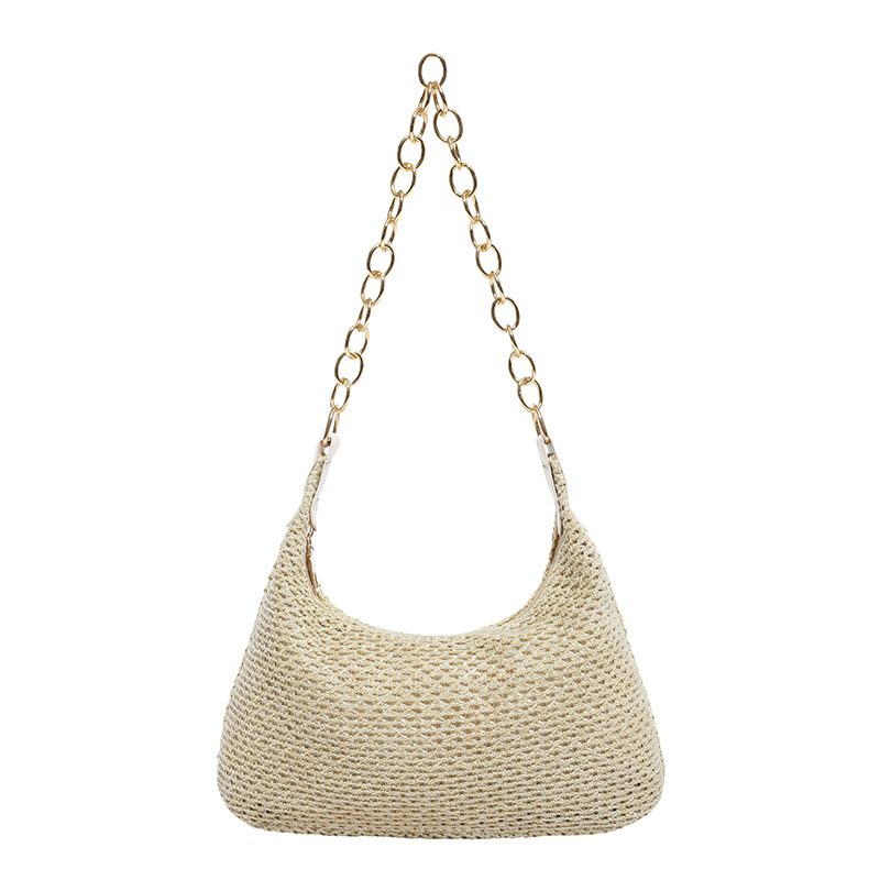 Sac cabas de plage en paille tissée view 5
