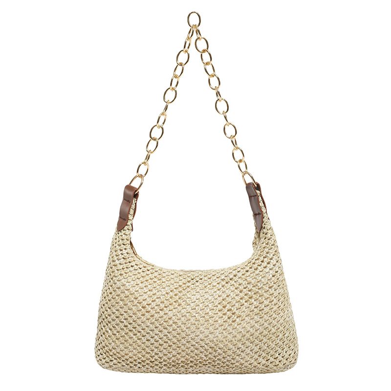 Sac cabas de plage en paille tissée view 7