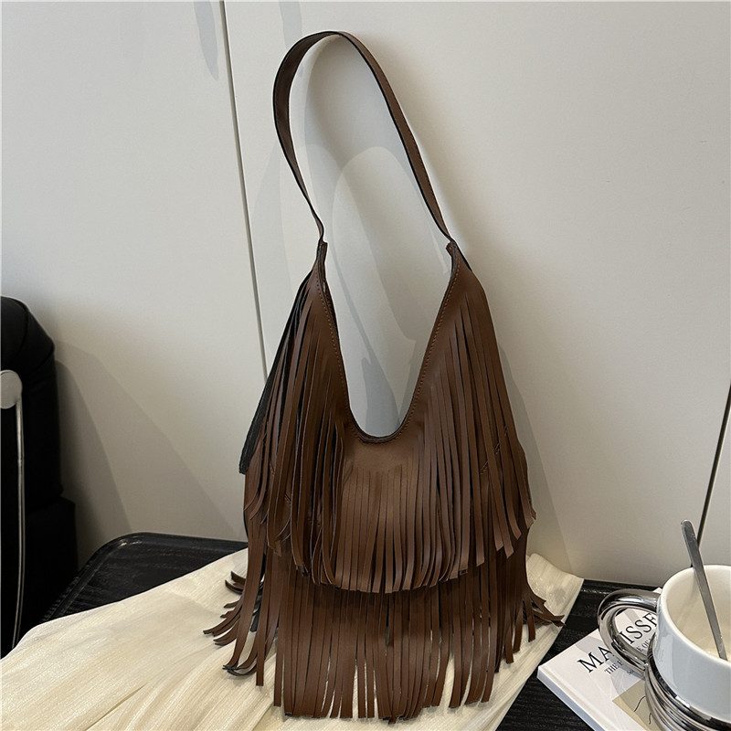 Fringe Soft Leather Shoulder Bag view 3