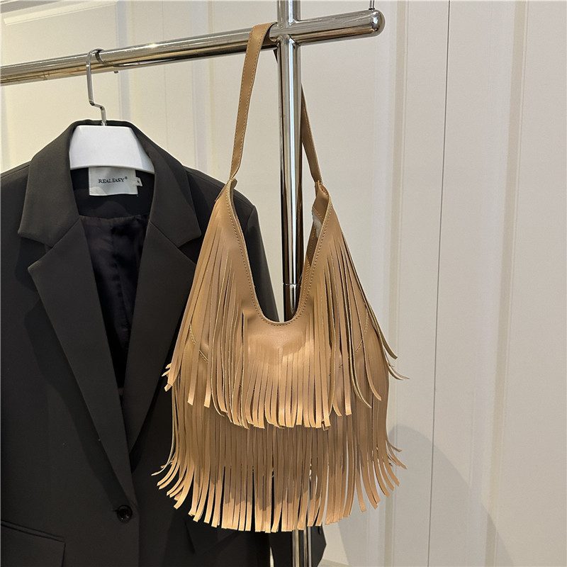 Fringe Soft Leather Shoulder Bag view 4