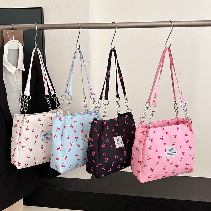 Cherry Print Canvas Tote Bag