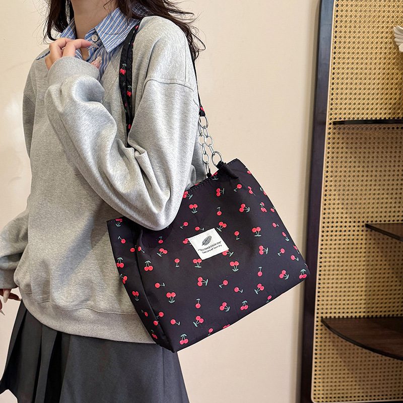 Cherry Print Canvas Tote Bag view 2