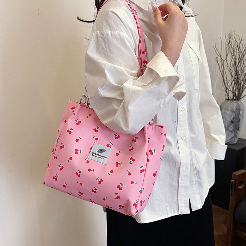 Cherry Print Canvas Tote Bag view 3