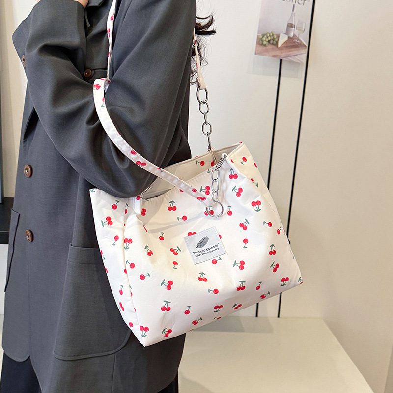 Cherry Print Canvas Tote Bag view 4