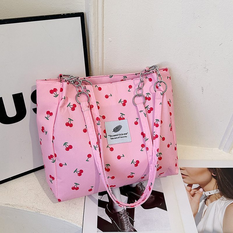 Cherry Print Canvas Tote Bag view 8