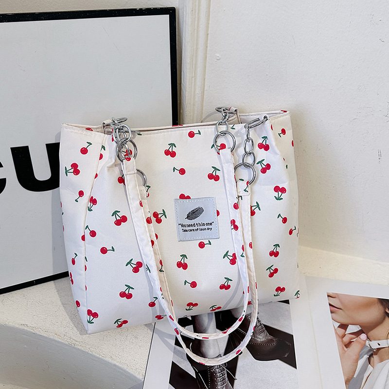 Cherry Print Canvas Tote Bag view 9