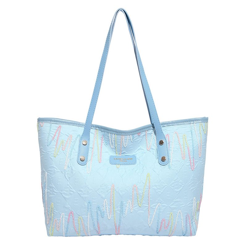 Sac cabas bandoulière en toile rayée view 5