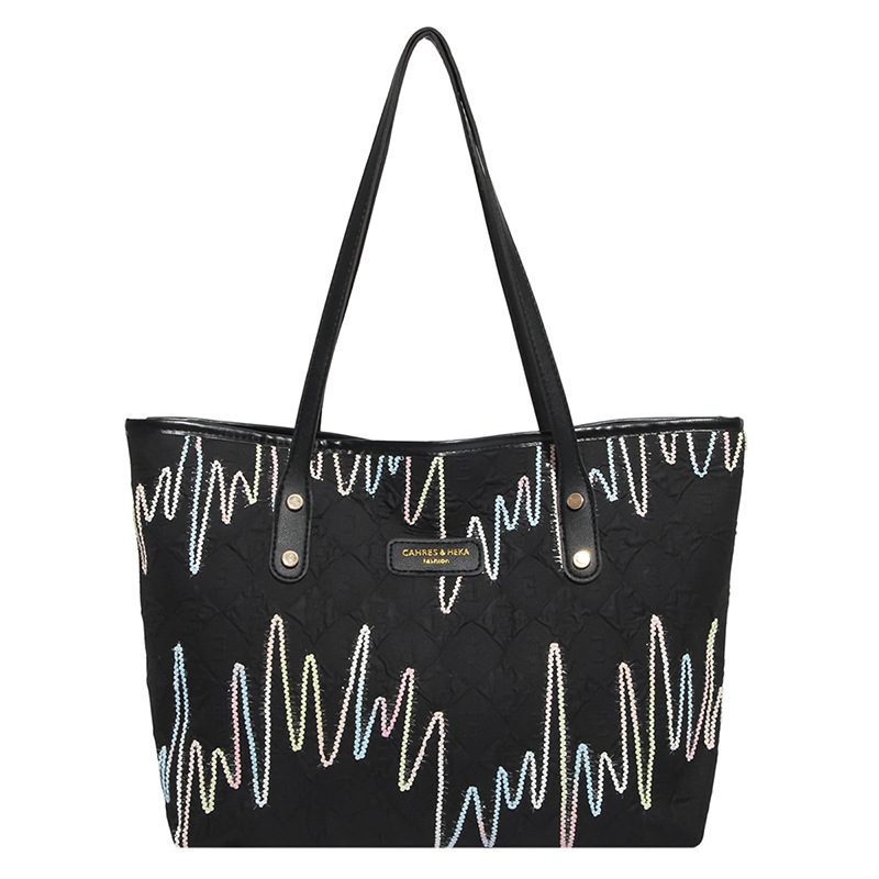 Sac cabas bandoulière en toile rayée view 6