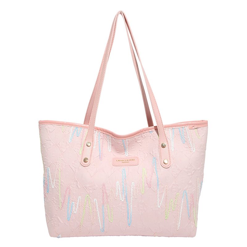 Sac cabas bandoulière en toile rayée view 7