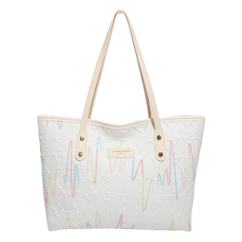 Sac cabas bandoulière en toile rayée view 8