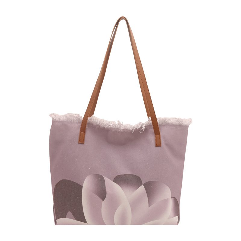 Canvas Fringe Woven Shoulder Tote Bag view 5