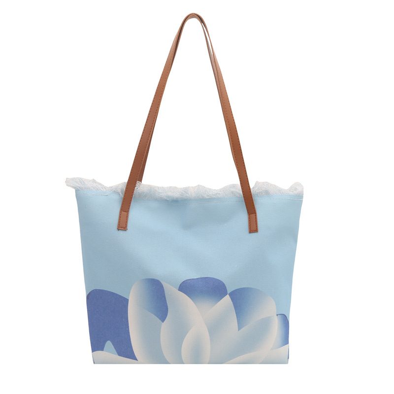 Canvas Fringe Woven Shoulder Tote Bag view 8
