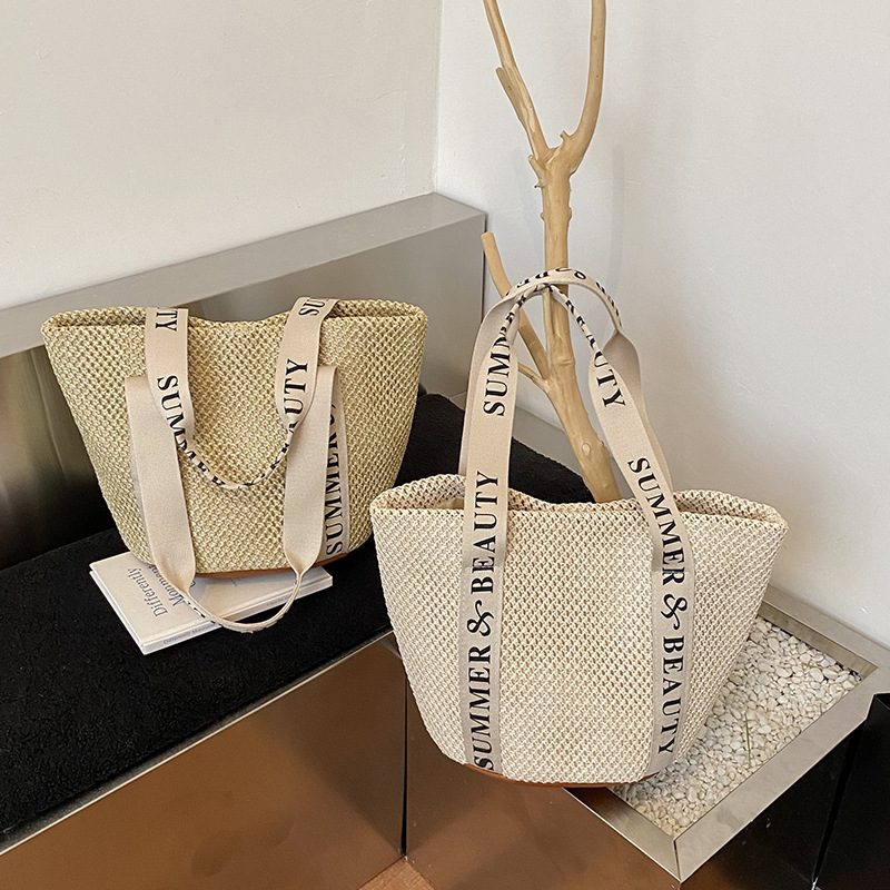 Woven Straw Large Tote Bag