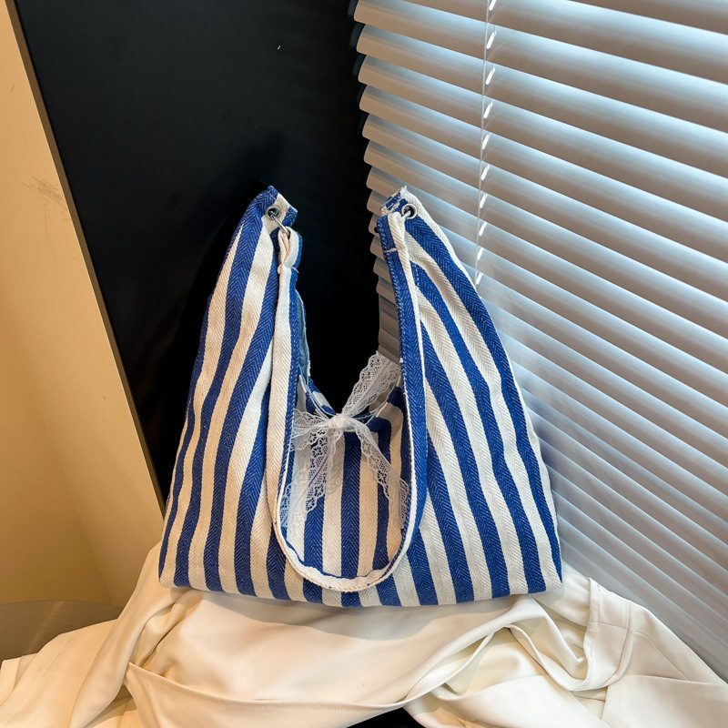 Two-Tone Striped Large Tote Bag view 2
