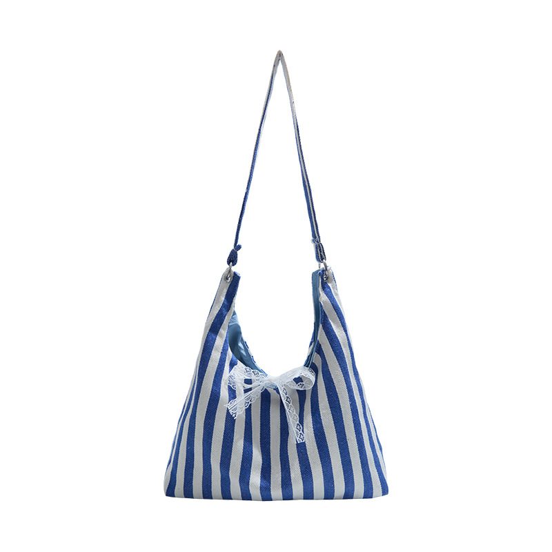 Two-Tone Striped Large Tote Bag view 5