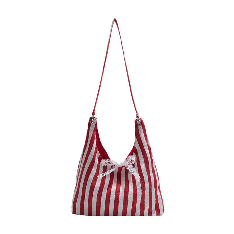 Two-Tone Striped Large Tote Bag view 7