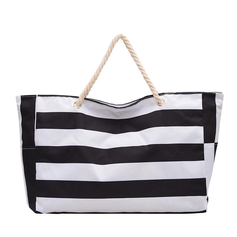 Striped Canvas Rope Tote Bag view 5