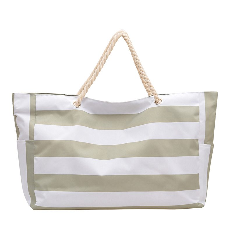 Striped Canvas Rope Tote Bag view 6