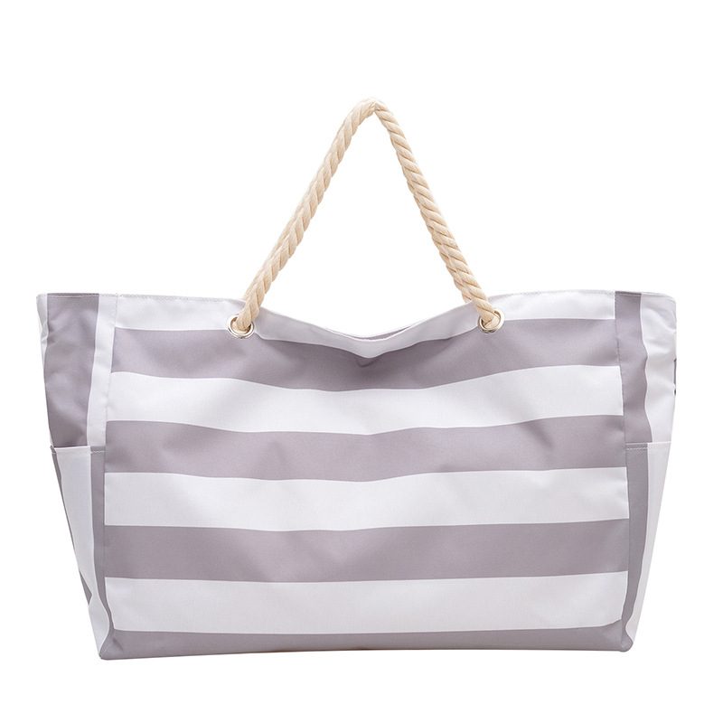 Striped Canvas Rope Tote Bag view 7