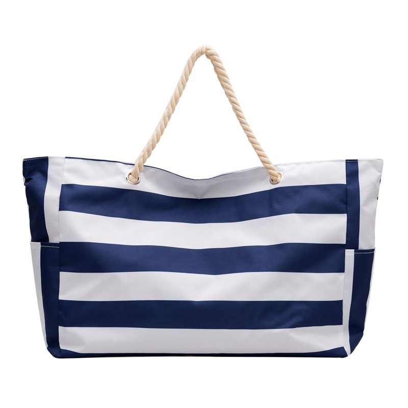 Striped Canvas Rope Tote Bag view 8
