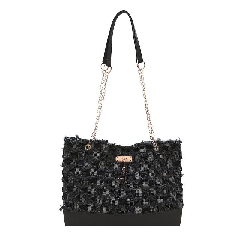Star Denim Chain Shoulder Tote Bag view 7