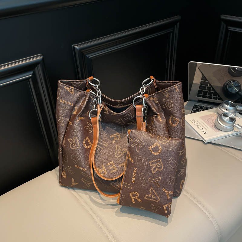 Retro Large-Capacity Top-Handle Shoulder Tote view 4