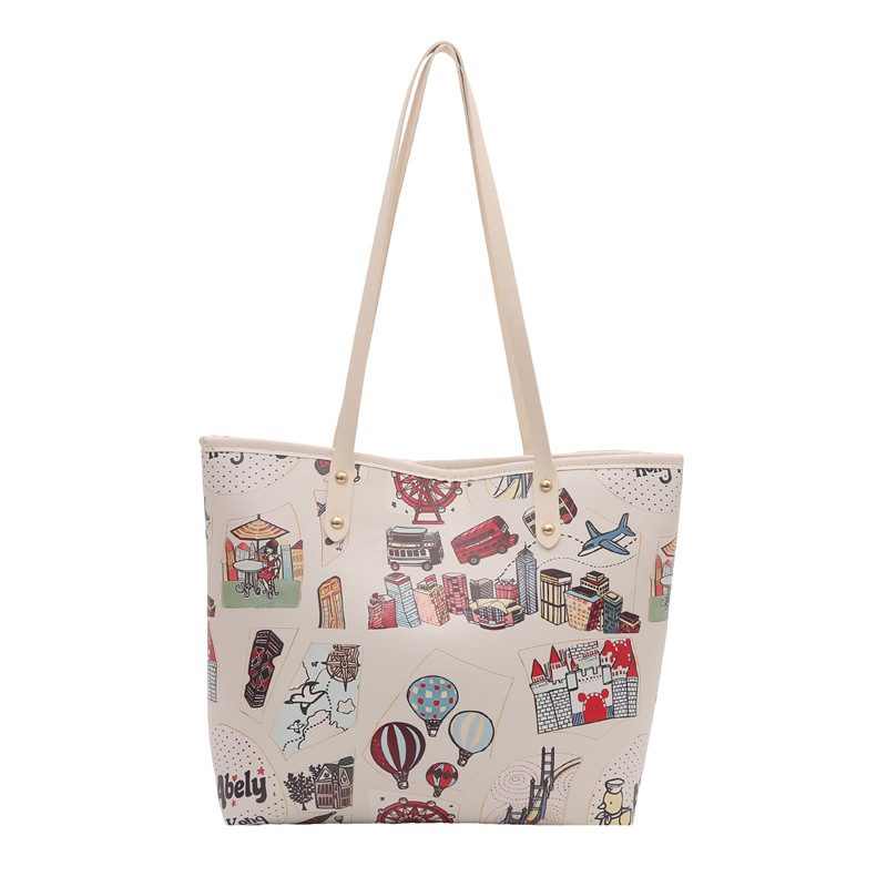 Bolso tote con asa superior de gran capacidad con estampado graffiti view 6