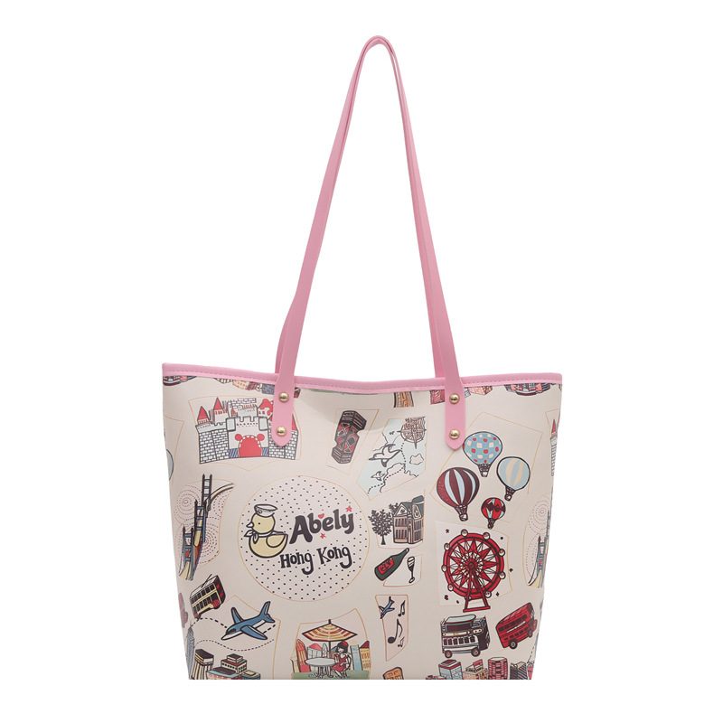 Bolso tote con asa superior de gran capacidad con estampado graffiti view 7