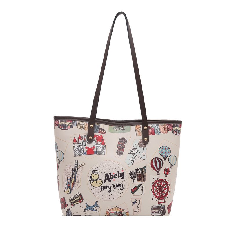 Bolso tote con asa superior de gran capacidad con estampado graffiti view 8
