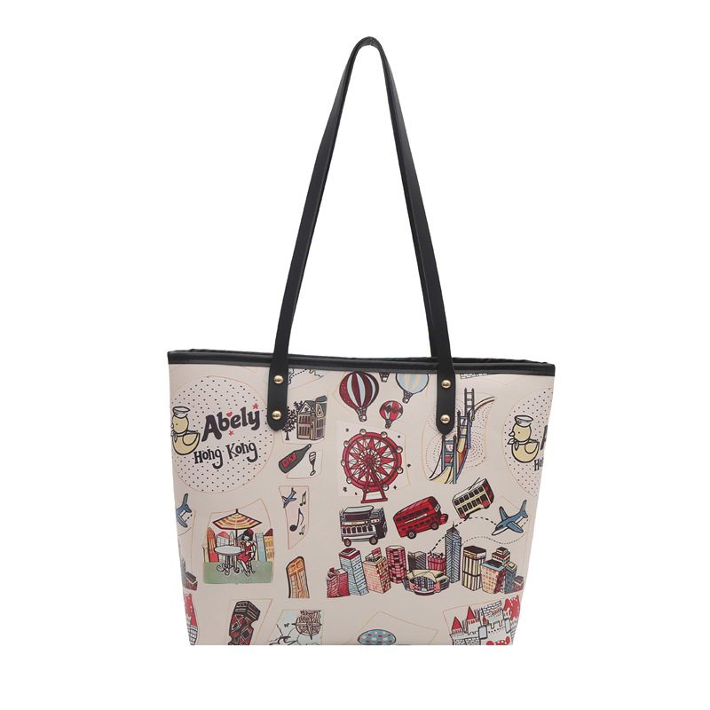 Bolso tote con asa superior de gran capacidad con estampado graffiti view 9