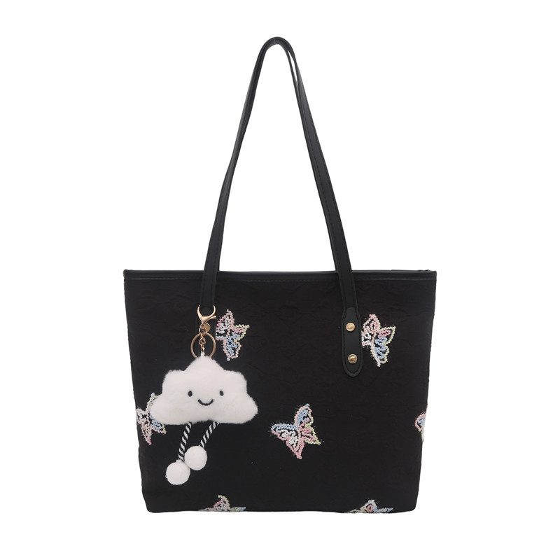 Große Schultertasche mit besticktem Schmetterling view 5
