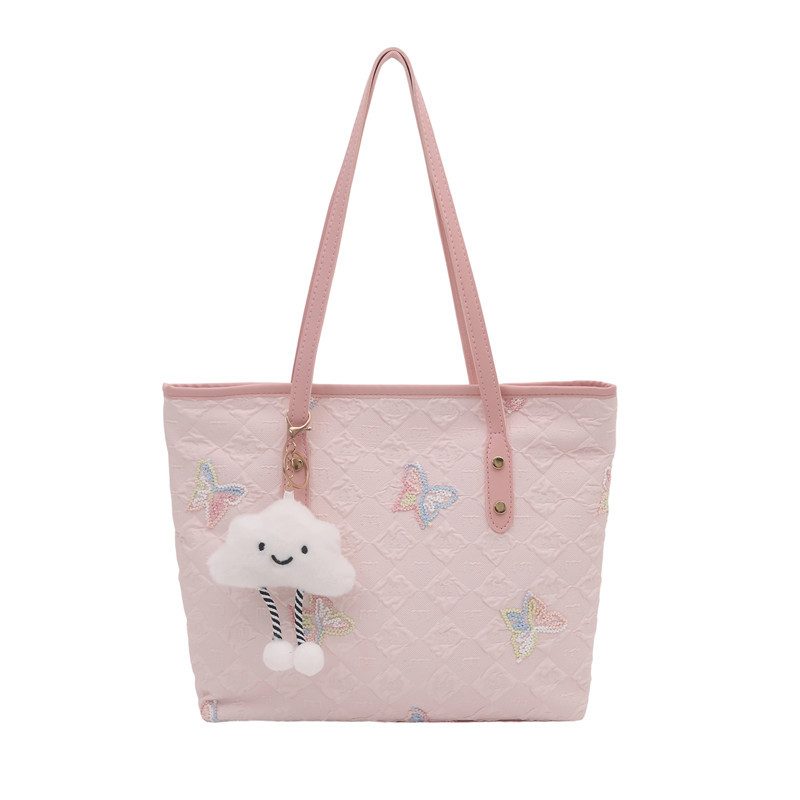 Große Schultertasche mit besticktem Schmetterling view 6