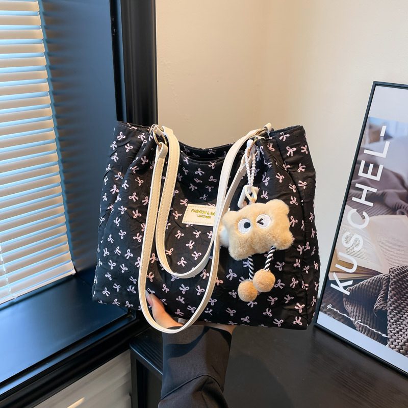 Bow Detail Preppy Large-Capacity Shoulder Tote view 7