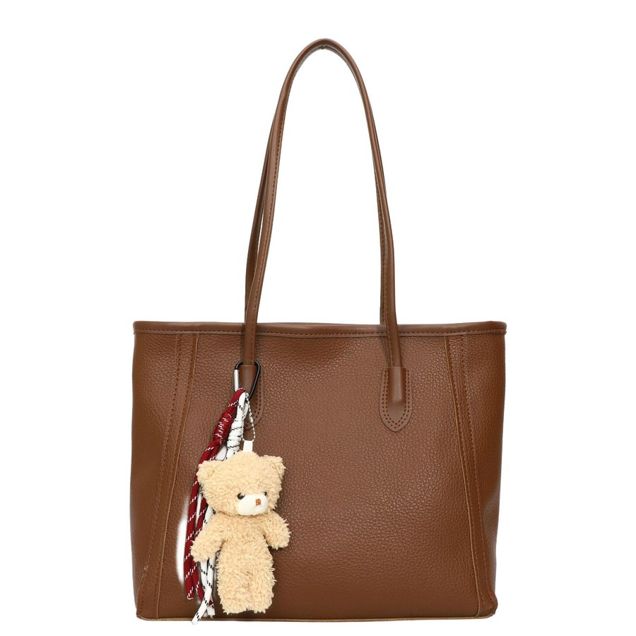 Charm Detail Large-Capacity Commuter Shoulder Tote view 5