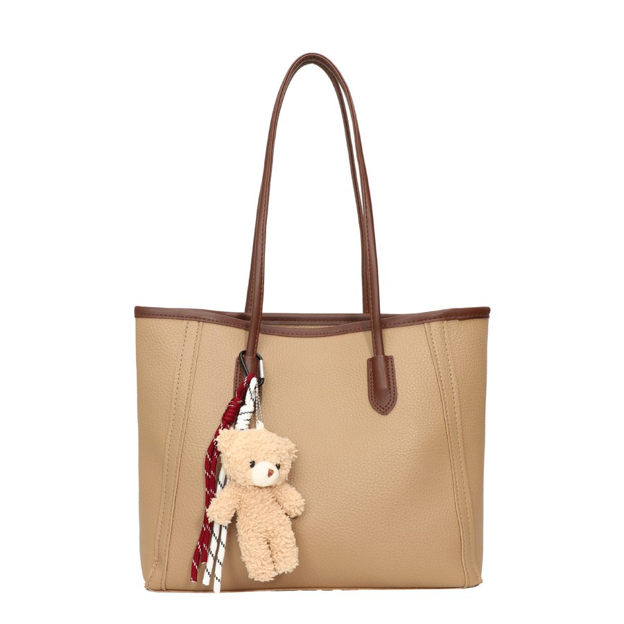 Charm Detail Large-Capacity Commuter Shoulder Tote view 7
