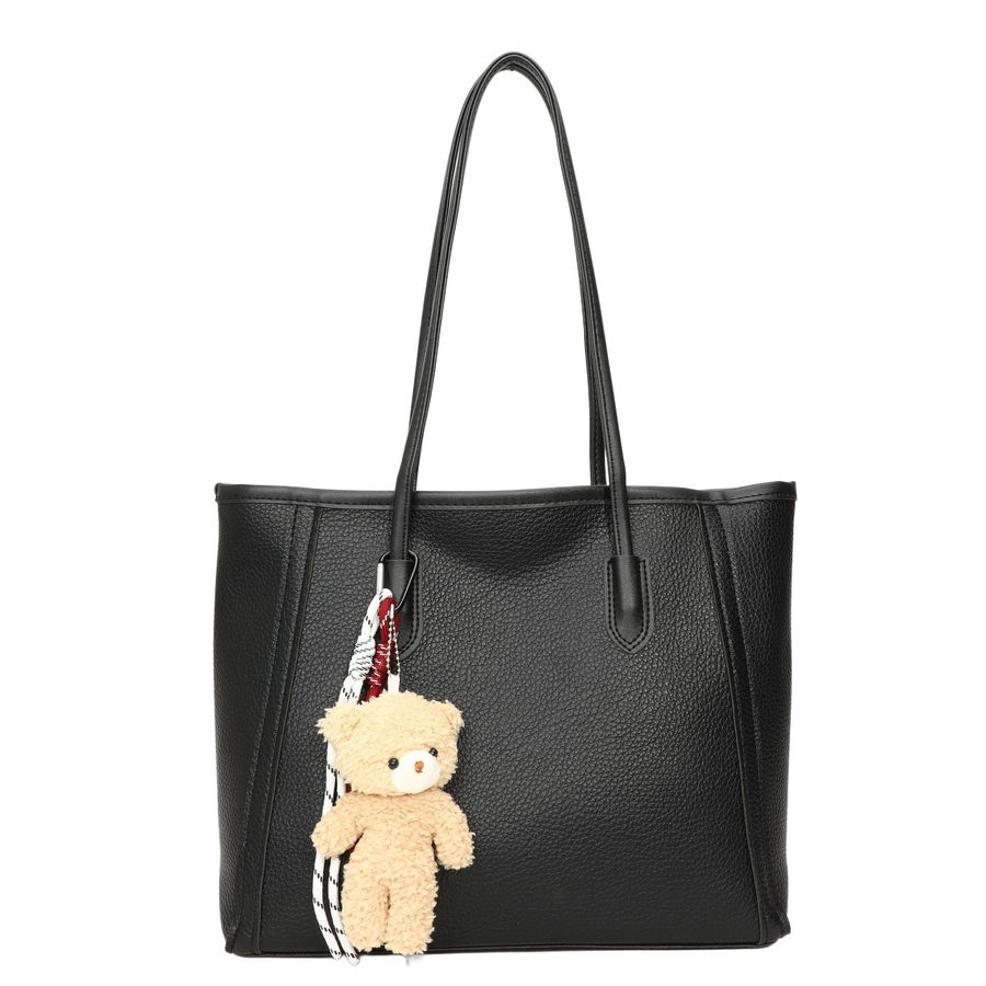 Charm Detail Large-Capacity Commuter Shoulder Tote view 8