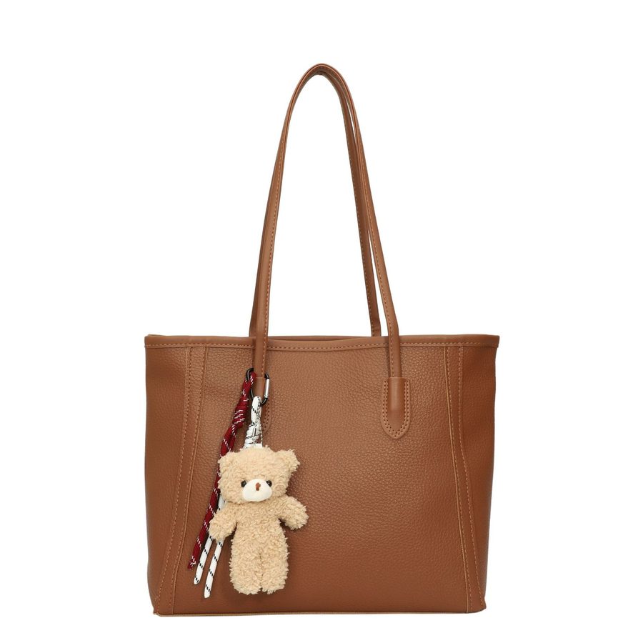 Charm Detail Large-Capacity Commuter Shoulder Tote view 9