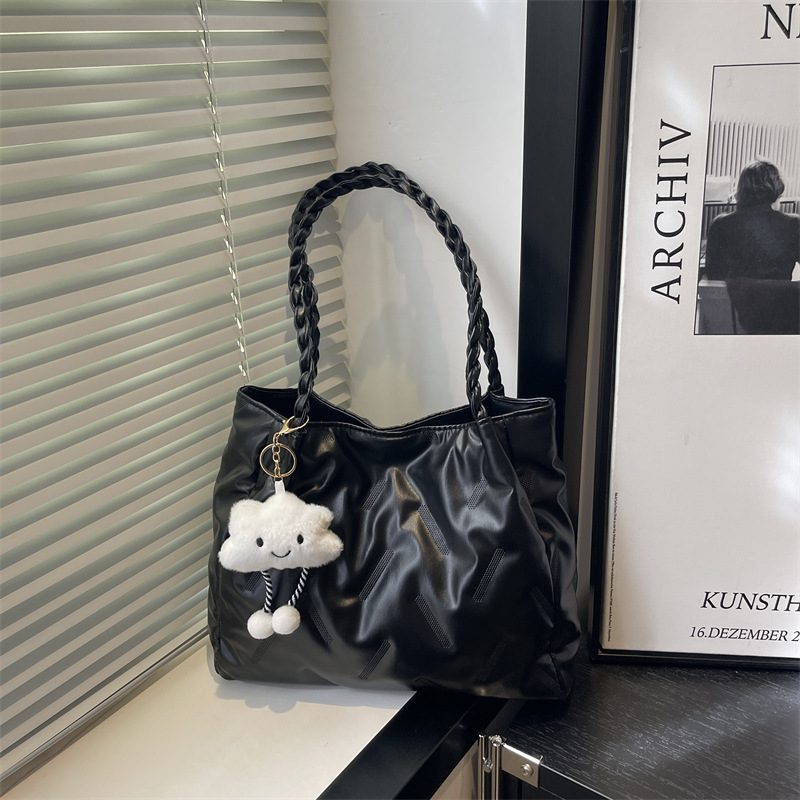 Korean Solid Color Large Tote Bag view 2