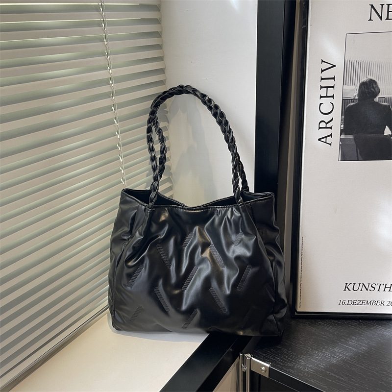 Korean Solid Color Large Tote Bag view 3