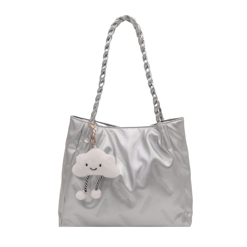 Korean Solid Color Large Tote Bag view 7