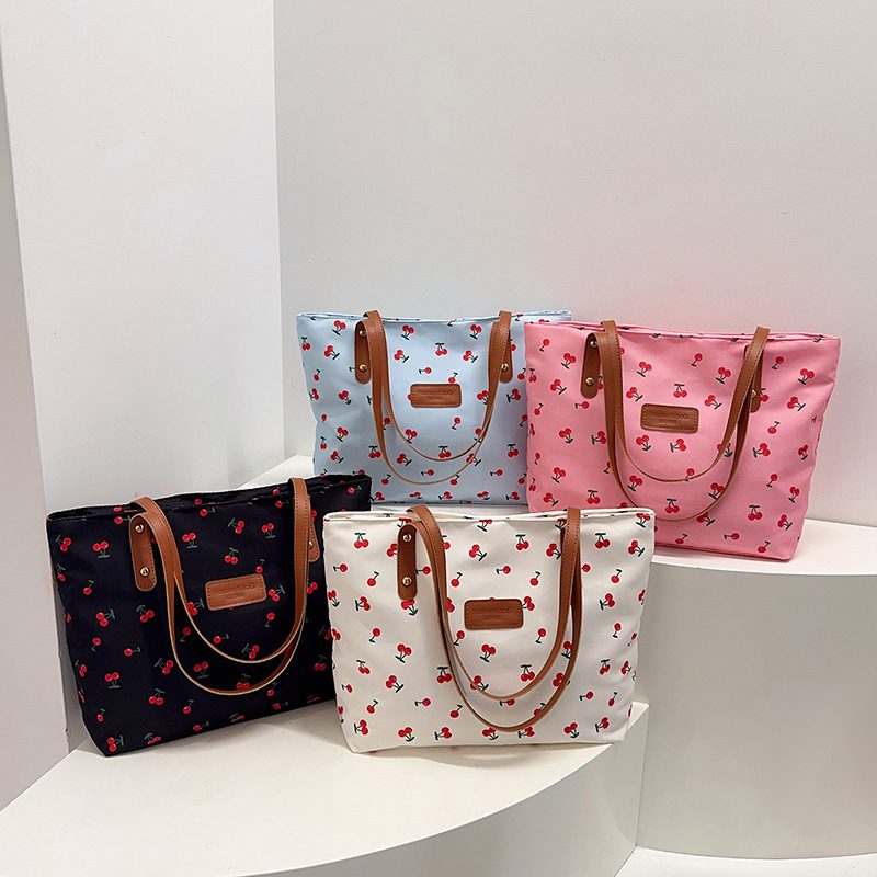 Cherry Print Large Tote Shoulder Bag