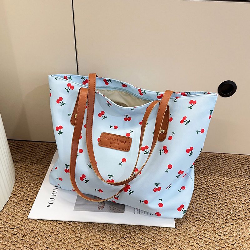 Cherry Print Large Tote Shoulder Bag view 3