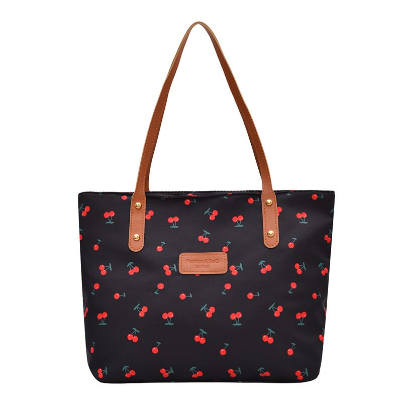 Cherry Print Large Tote Shoulder Bag view 8