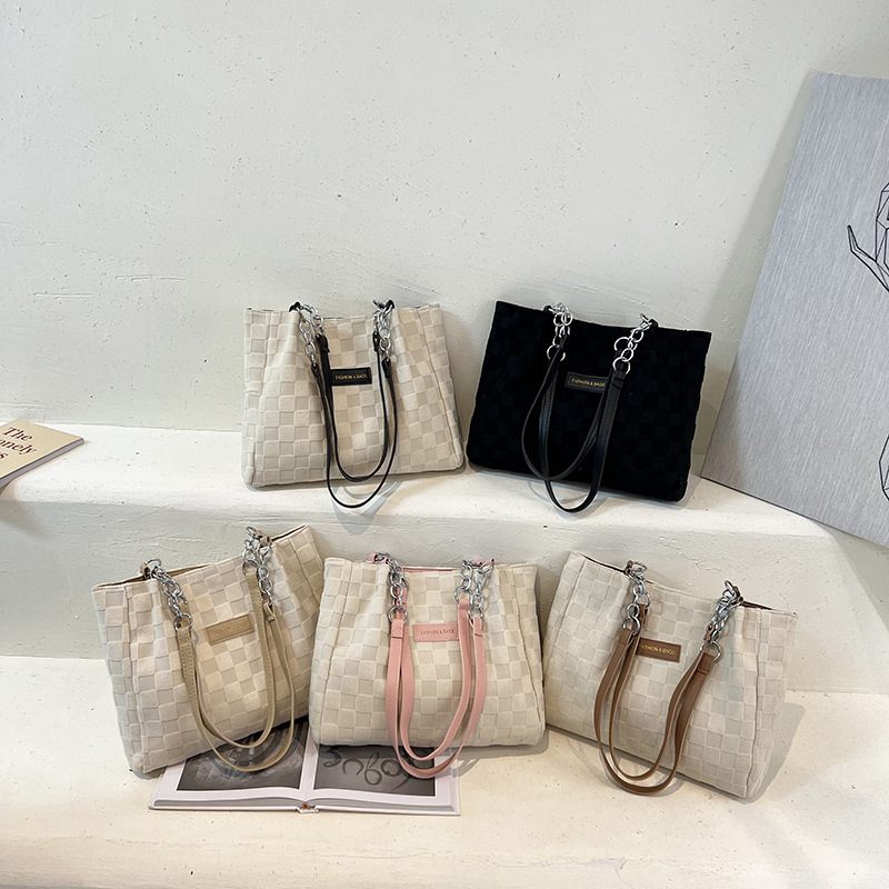 Letter Print Color Block Tote Bag