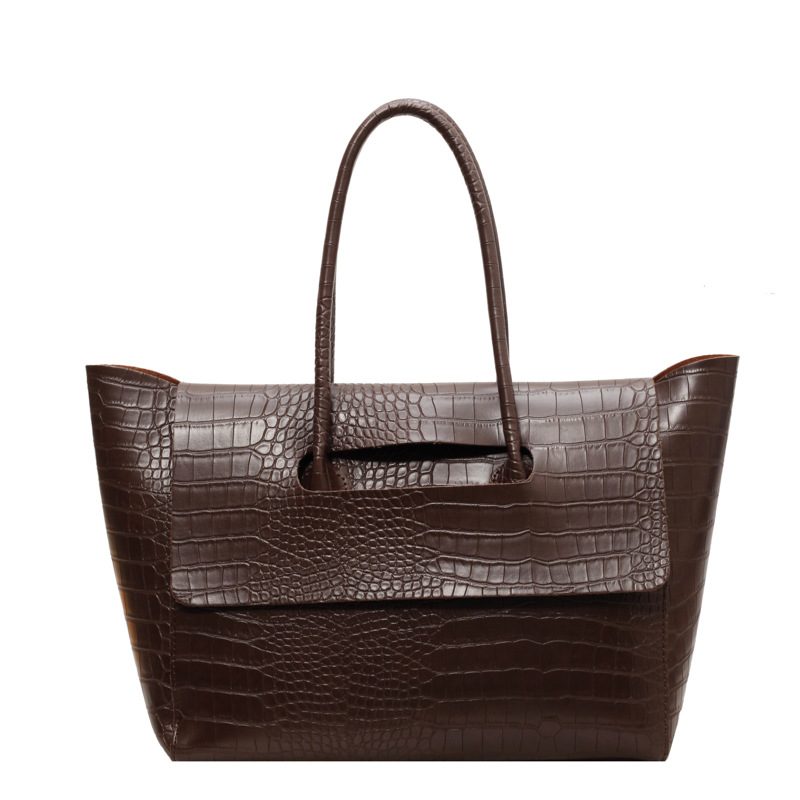 Crocodile Embossed Leather Tote Bag view 10