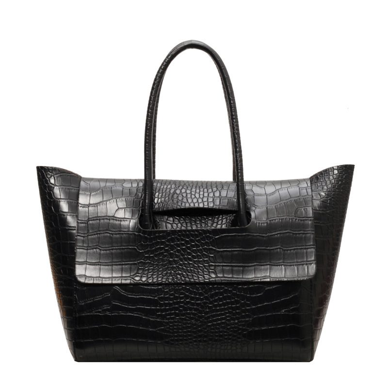 Crocodile Embossed Leather Tote Bag view 6